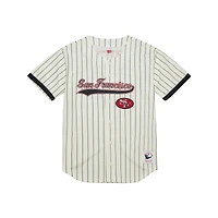 Men's Mitchell & Ness Jerry Rice Cream San Francisco 49ers Name Number Mesh Button-Up Baseball Jersey