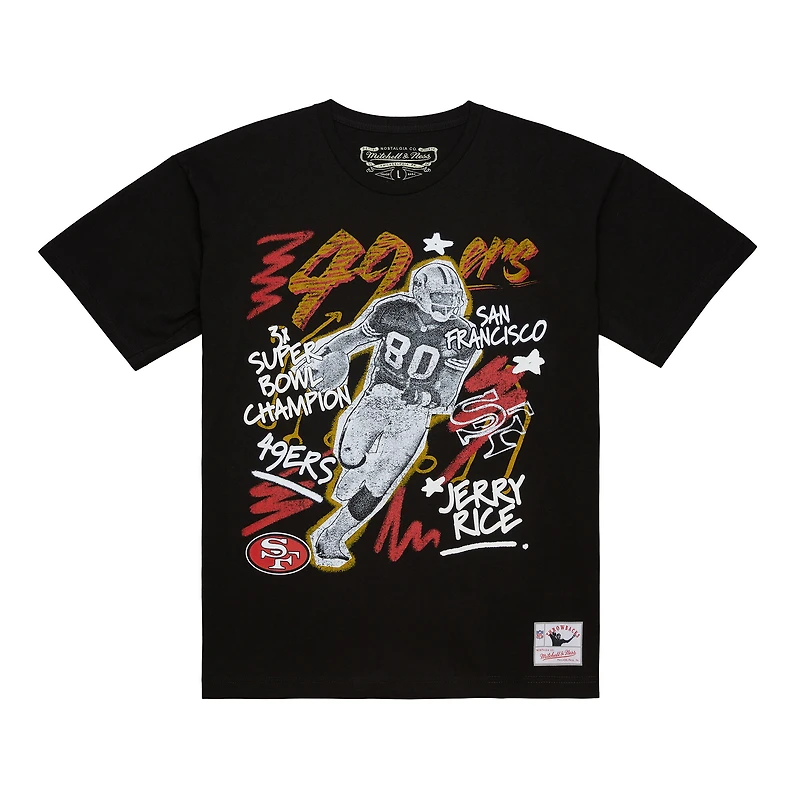 Men's Mitchell & Ness Jerry Rice Black San Francisco 49ers Chalked Up Player Graphic T-Shirt