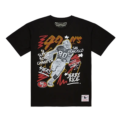 Men's Mitchell & Ness Jerry Rice Black San Francisco 49ers Chalked Up Player Graphic T-Shirt