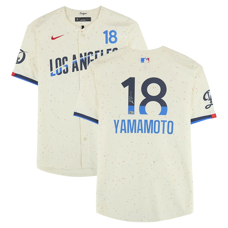Yoshinobu Yamamoto Los Angeles Dodgers Autographed Cream Nike City Connect Limited Jersey