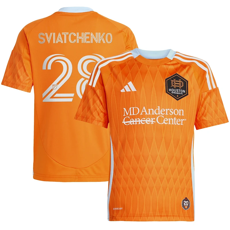 Youth adidas Erik Sviatchenko Orange Houston Dynamo FC 2025 Season 20 Replica Player Jersey