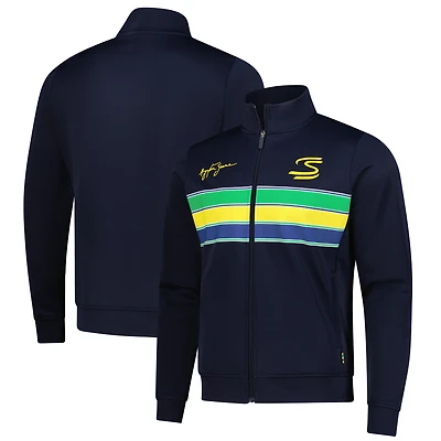 Unisex Ayrton Senna Navy F1 Retro Stripe Full-Zip Jacket