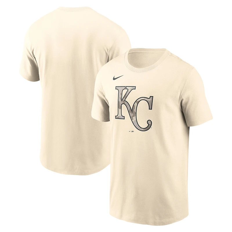 Men's Nike Cream Kansas City Royals Camo Logo T-Shirt