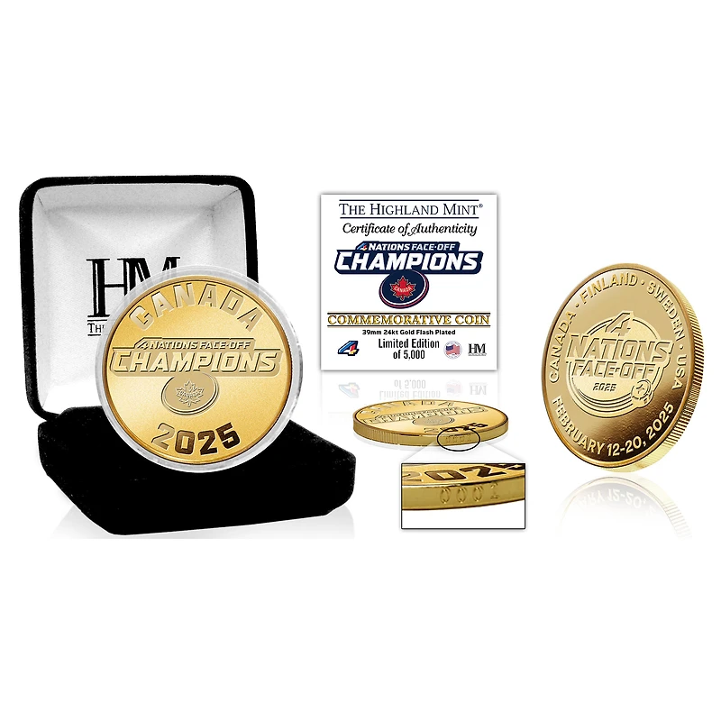 Highland Mint Canada 2025 4 Nations Face-Off Champions 39mm Gold Coin