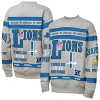 Youth Mitchell & Ness Gray Detroit Lions Throwback All-Over Print Fleece Sweatshirt