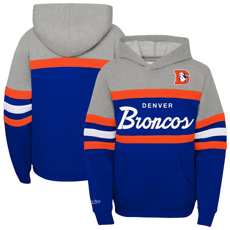 Youth Mitchell & Ness  Royal Denver Broncos Throwback Head Coach Pullover Hoodie