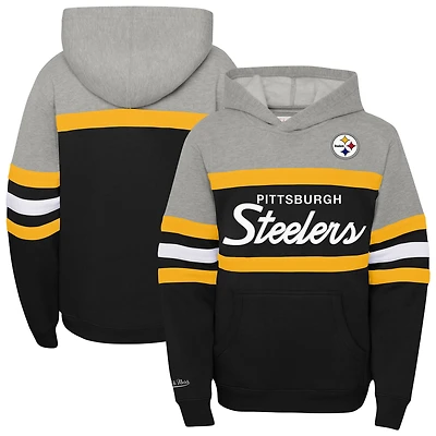 Youth Mitchell & Ness  Black Pittsburgh Steelers Throwback Head Coach Pullover Hoodie
