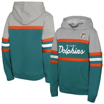 Youth Mitchell & Ness  Aqua Miami Dolphins Throwback Head Coach Pullover Hoodie