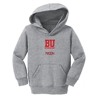 Toddler Chad & Jake  Heather Gray Boston University Primary Logo Personalized Pullover Hoodie