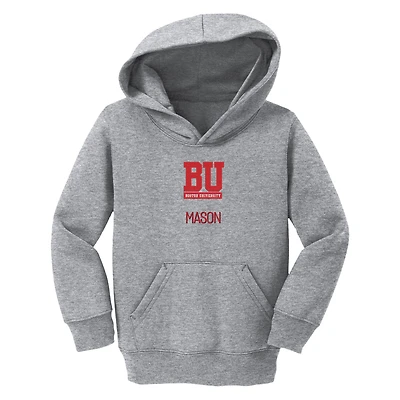 Toddler Chad & Jake  Heather Gray Boston University Primary Logo Personalized Pullover Hoodie