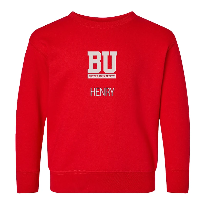 Toddler Chad & Jake Boston University Primary Logo Personalized Pullover Sweatshirt