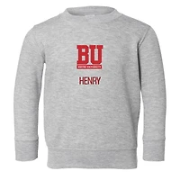 Toddler Chad & Jake  Heather Gray Boston University Primary Logo Personalized Pullover Sweatshirt