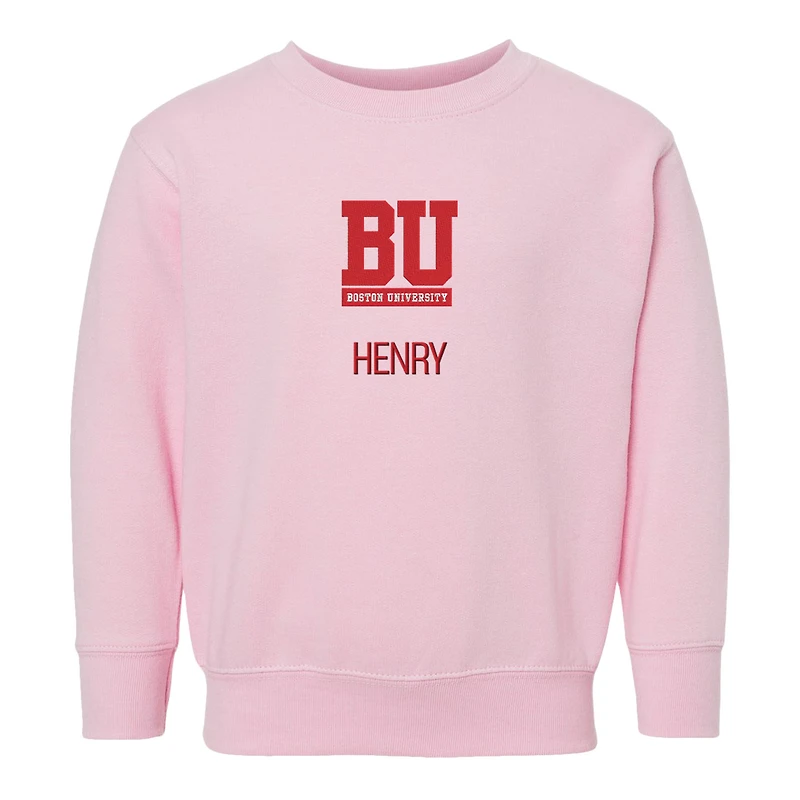 Toddler Chad & Jake Boston University Primary Logo Personalized Pullover Sweatshirt