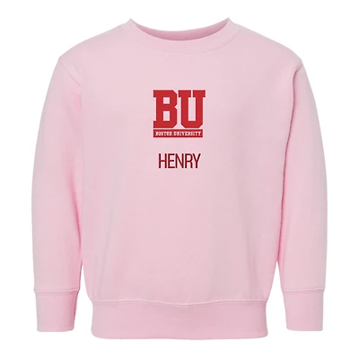 Toddler Chad & Jake Boston University Primary Logo Personalized Pullover Sweatshirt