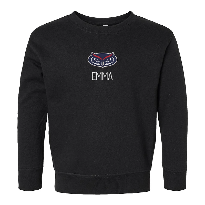 Toddler Chad & Jake  Black Florida Atlantic Owls Primary Logo Personalized Pullover Sweatshirt