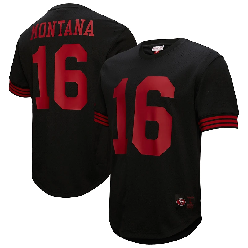 Men's Mitchell & Ness Joe Montana Black San Francisco 49ers Big Tall Mesh Player Name Number Top