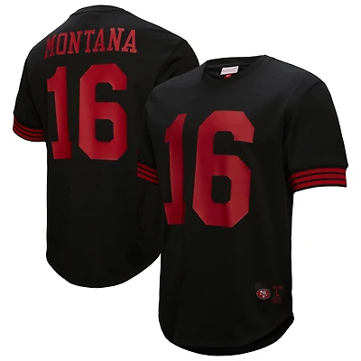 Men's Mitchell & Ness Joe Montana Black San Francisco 49ers Big Tall Mesh Player Name Number Top