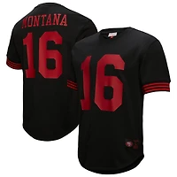 Men's Mitchell & Ness Joe Montana Black San Francisco 49ers Big Tall Mesh Player Name Number Top