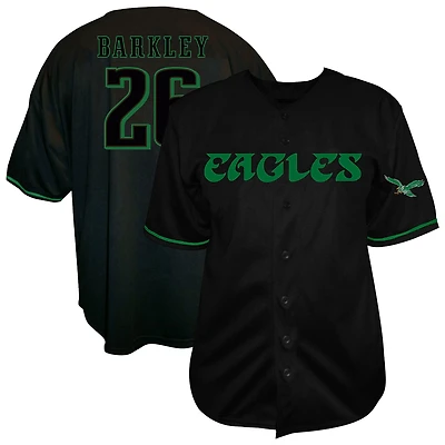 Men's Fanatics Saquon Barkley Black Philadelphia Eagles Big & Tall Baseball Button-Up Shirt