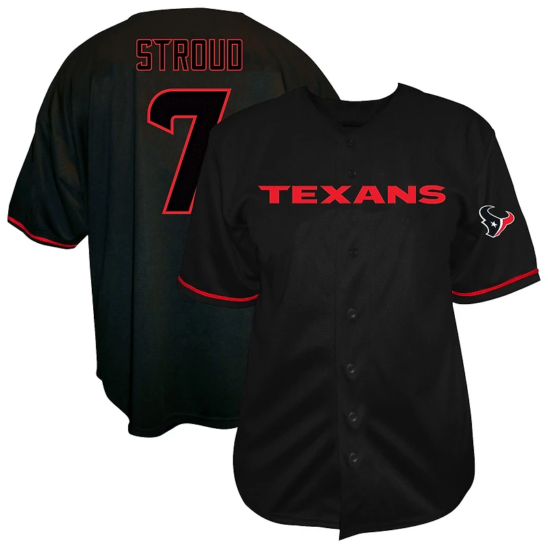 Men's Fanatics C.J. Stroud Black Houston Texans Big & Tall Baseball Button-Up Shirt