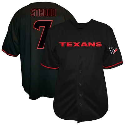 Men's Fanatics C.J. Stroud Black Houston Texans Big & Tall Baseball Button-Up Shirt