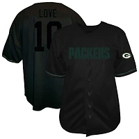 Men's Fanatics Jordan Love Black Green Bay Packers Big & Tall Baseball Button-Up Shirt