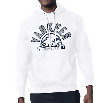 Men's Starter White New York Yankees Half Ball Team Graphic Pullover Hoodie