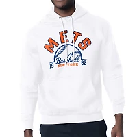 Men's Starter  White New York Mets Half Ball Team Graphic Pullover Hoodie