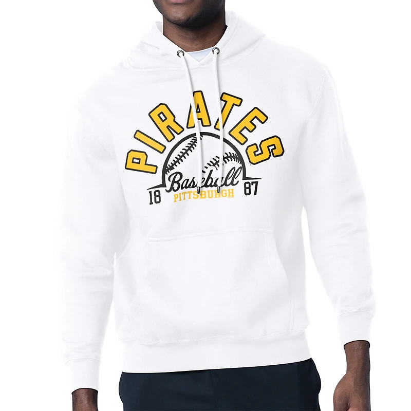 Men's Starter White Pittsburgh Pirates Half Ball Team Graphic Pullover Hoodie