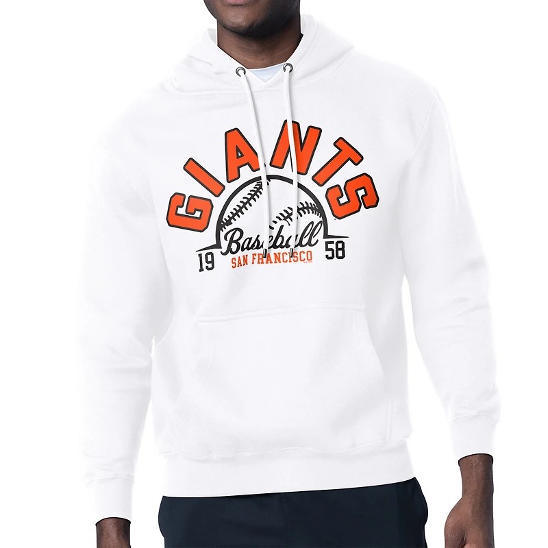 Men's Starter White San Francisco Giants Half Ball Team Graphic Pullover Hoodie