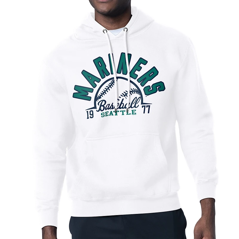 Men's Starter White Seattle Mariners Half Ball Team Graphic Pullover Hoodie