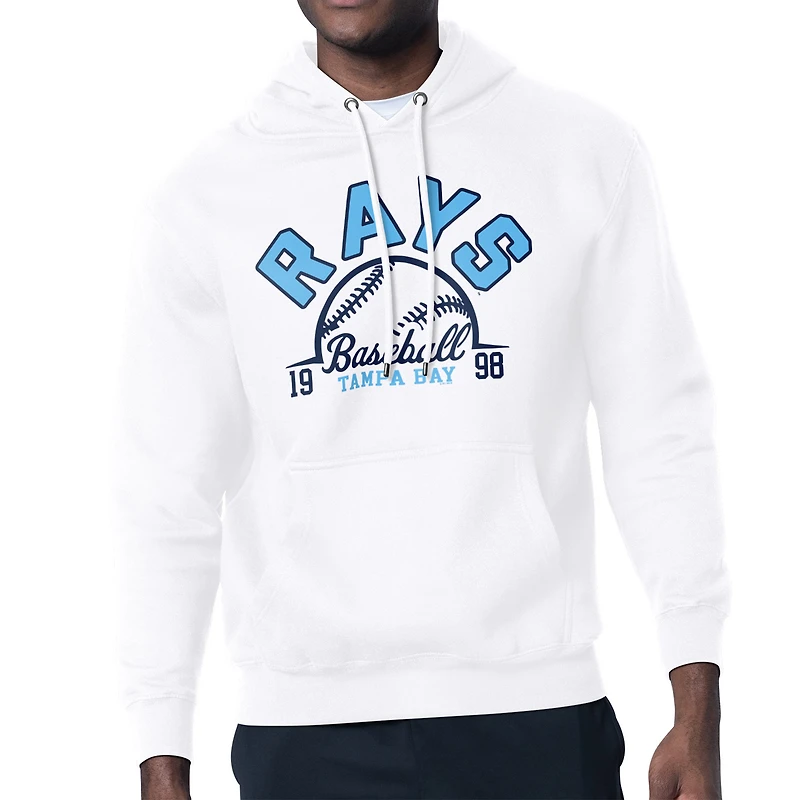 Men's Starter White Tampa Bay Rays Half Ball Team Graphic Pullover Hoodie
