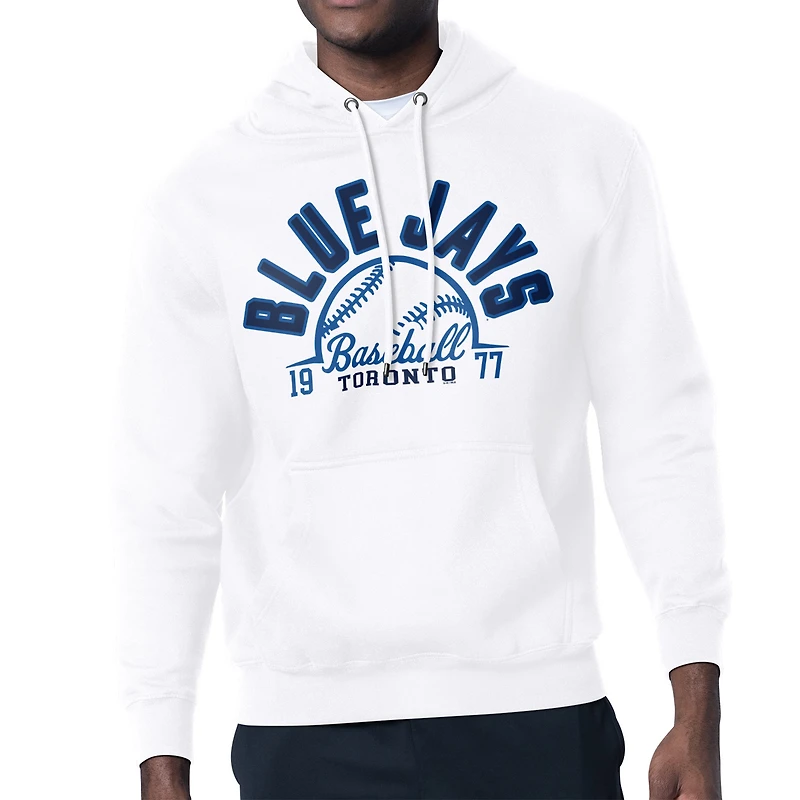 Men's Starter White Toronto Blue Jays Half Ball Team Graphic Pullover Hoodie