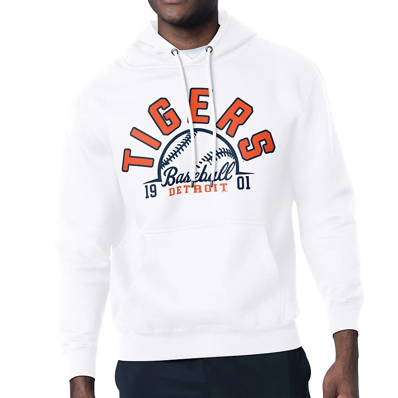 Men's Starter White Detroit Tigers Half Ball Team Graphic Pullover Hoodie