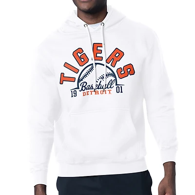 Men's Starter White Detroit Tigers Half Ball Team Graphic Pullover Hoodie