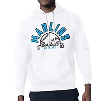 Men's Starter  White Miami Marlins Half Ball Team Graphic Pullover Hoodie