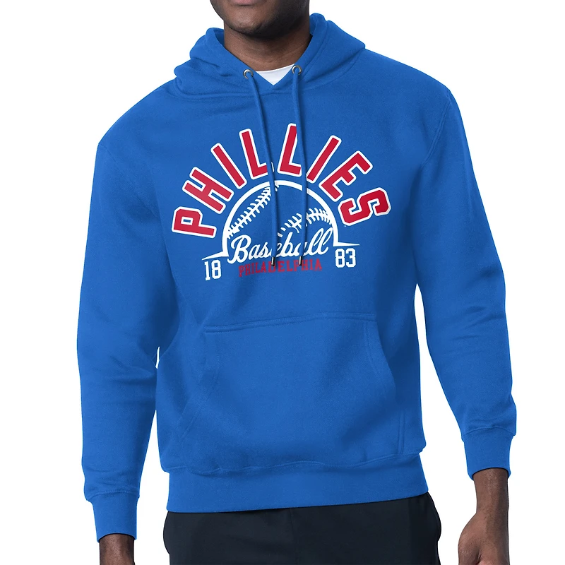 Men's Starter Royal Philadelphia Phillies Half Ball Team Graphic Pullover Hoodie
