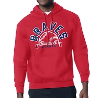 Men's Starter  Red Atlanta Braves Half Ball Team Graphic Pullover Hoodie