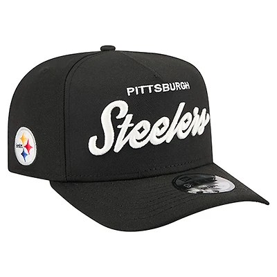 Men's New Era Black Pittsburgh Steelers Local Play A-Frame 9FIFTY Snapback Hat
