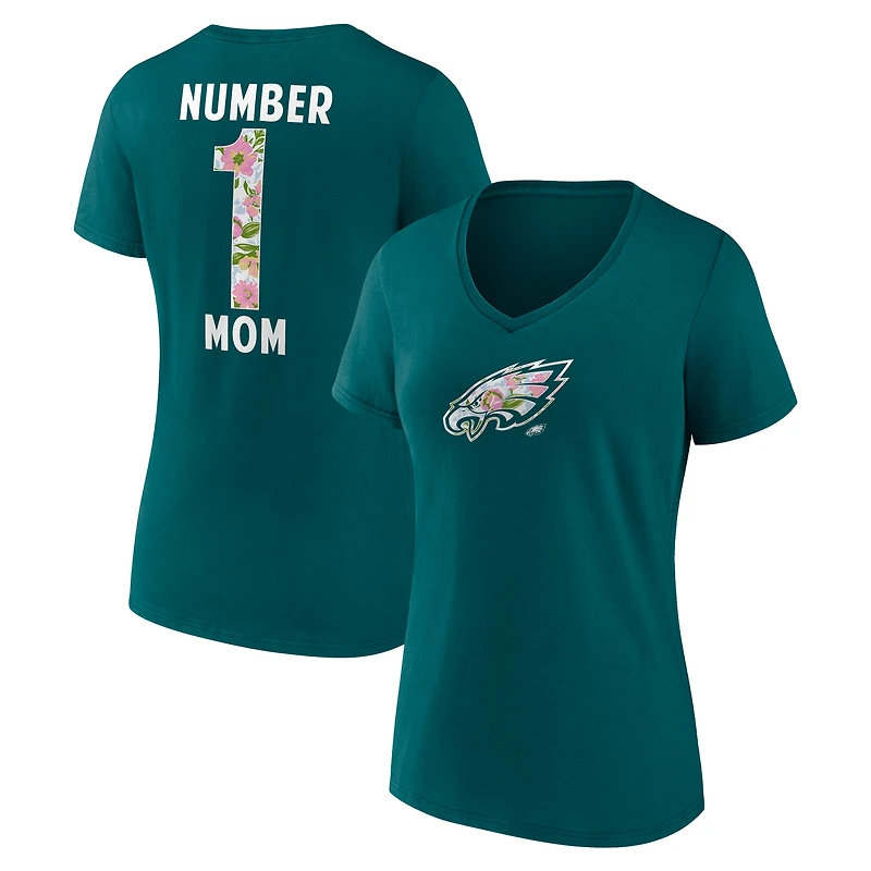 Women's Fanatics  Midnight Green Philadelphia Eagles Plus Size Mother's Day Floral V-Neck T-Shirt