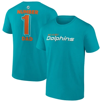 Men's Fanatics  Aqua Miami Dolphins Big & Tall Number One Dad T-Shirt