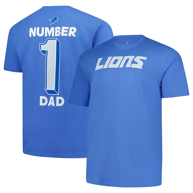 Men's Fanatics Blue Detroit Lions Big & Tall Number One Dad T-Shirt