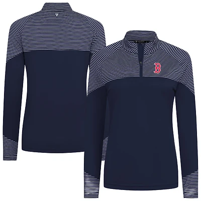 Women's Levelwear Navy Boston Red Sox Classic Stripes Insignia 2.0 Raglan Quarter-Zip Top