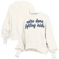 Women's Pressbox Cream Notre Dame Fighting Irish Oversized Chelsea Waist Length Pullover Sweatshirt
