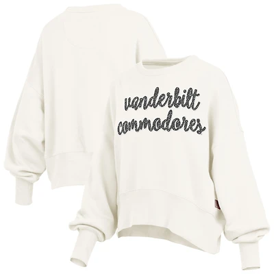 Women's Pressbox Cream Vanderbilt Commodores Oversized Chelsea Waist Length Pullover Sweatshirt