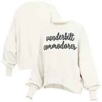 Women's Pressbox Cream Vanderbilt Commodores Oversized Chelsea Waist Length Pullover Sweatshirt
