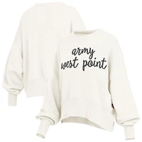 Women's Pressbox Cream Army Black Knights Oversized Chelsea Waist Length Pullover Sweatshirt
