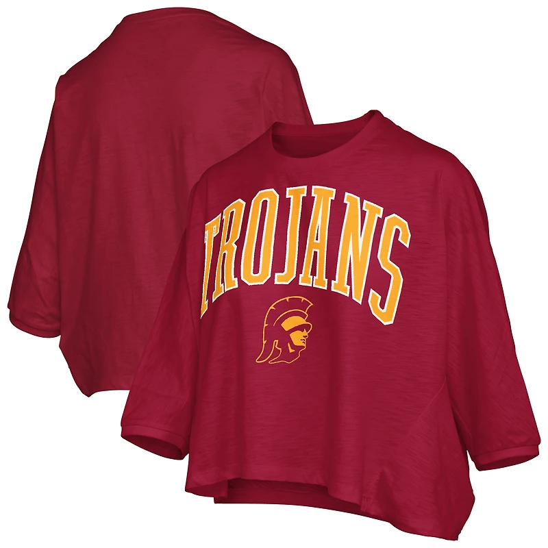 Women's Pressbox Cardinal USC Trojans Midi Arch Over Logo Oversized T-Shirt