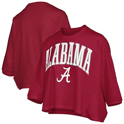 Women's Pressbox  Crimson Alabama Tide Midi Arch Over Logo Oversized T-Shirt