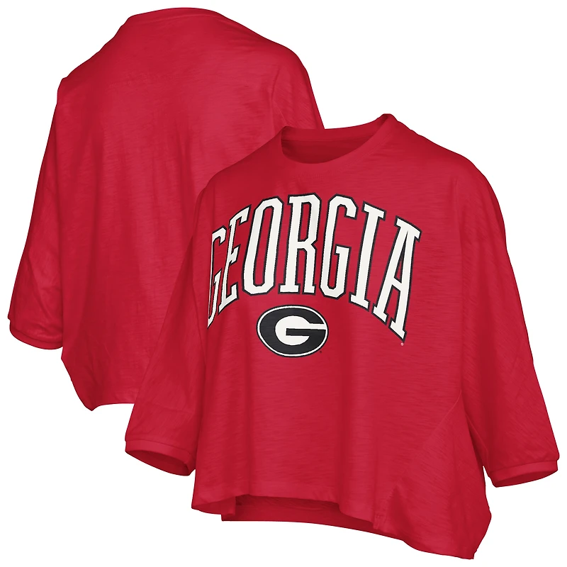 Women's Pressbox  Red Georgia Bulldogs Midi Arch Over Logo Oversized T-Shirt